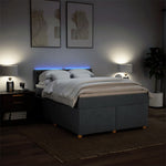 Stylish Box Spring Bed with Mattress Dark Grey Double Fabric