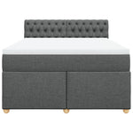 Stylish Box Spring Bed with Mattress Dark Grey Double Fabric