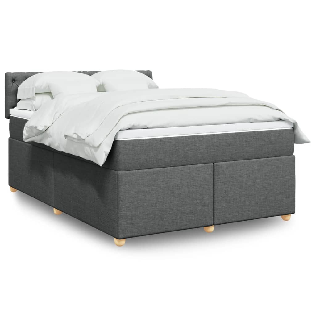 Box Spring Bed with Mattress Dark Grey Queen Fabric - 203×153×100.5cm