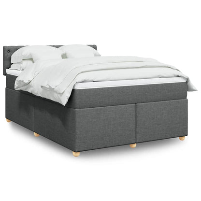 Box Spring Bed with Mattress Dark Grey Queen Fabric - 203×153×100.5cm