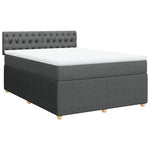 Comfort and Style: Light Grey Double Fabric Box Spring Bed with Mattress