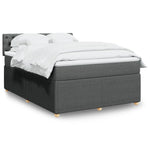 Comfort and Style: Light Grey Double Fabric Box Spring Bed with Mattress