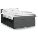 Dark Grey Queen Box Spring Bed with Mattress for Modern Bedrooms