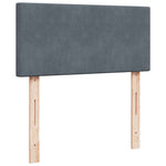 Dark Grey Velvet Box Spring Bed with Pocket Spring Mattress and LED King Single