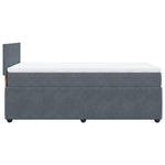 Dark Grey Velvet Box Spring Bed with Pocket Spring Mattress and LED King Single