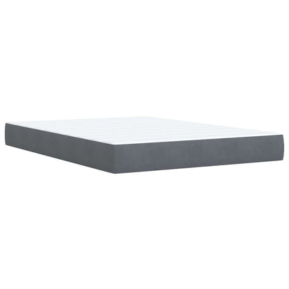 Elegant Dark Grey Double Velvet Box Spring Bed with Mattress