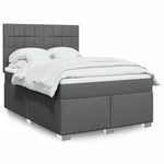 Dark Grey Queen Box Spring Bed with Mattress – Comfortable and Durable