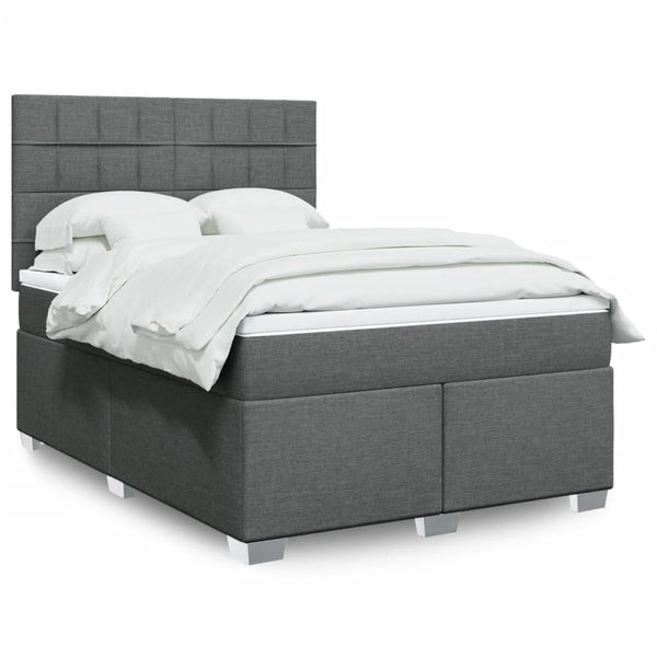  Dark Grey Queen Box Spring Bed with Mattress – Comfortable and Durable