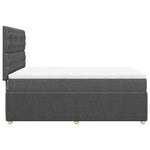 Elegant Box Spring Bed with Mattress in Dark Grey Double Fabric