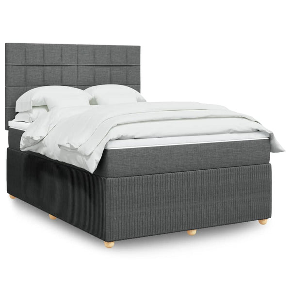  Dark Grey Queen Box Spring Bed with Mattress for Ultimate Comfort and Elegant