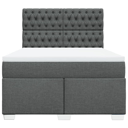 Comfortable Dark Grey Box Spring Bed with Mattress – Stylish Double Fabric