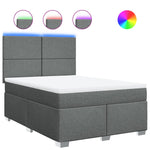 Dark Grey Queen Box Spring Bed with Mattress – Modern Design