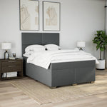 Dark Grey Queen Box Spring Bed with Mattress – Modern Design