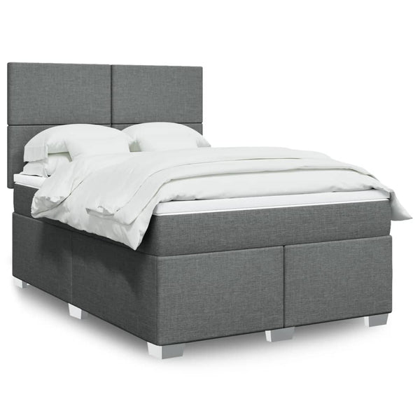  Dark Grey Queen Box Spring Bed with Mattress – Modern Design