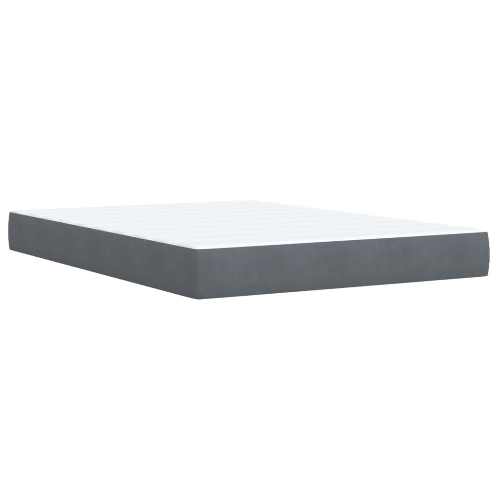 Sleep in Style: Dark Grey Queen Velvet Box Spring Bed with Plush Mattress