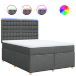 Durable Dark Grey Queen Box Spring Bed with Premium Mattress