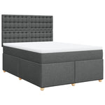 Durable Dark Grey Queen Box Spring Bed with Premium Mattress