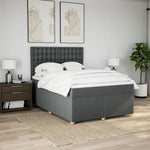 Durable Dark Grey Queen Box Spring Bed with Premium Mattress