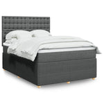 Durable Dark Grey Queen Box Spring Bed with Premium Mattress