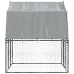 Dog Cages 2 pcs with Roof and Door Silver Galvanised Steel