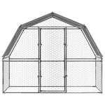Chicken Cages 2 pcs with Roof and Door Silver Galvanised Steel