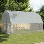 Bird Cages 2 pcs with Roof and Door Silver Galvanised Steel