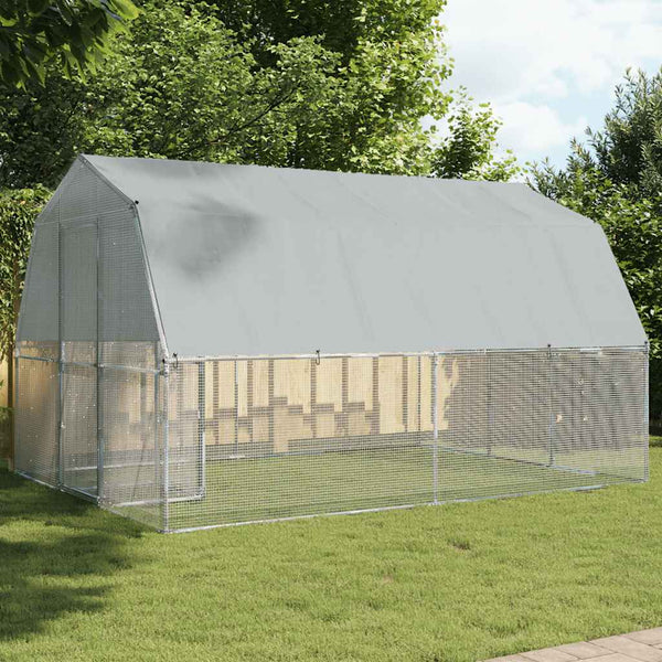  Bird Cages 2 pcs with Roof and Door Silver Galvanised Steel