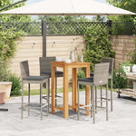 5 Pcs Garden Bar Set Grey Solid Wood Acacia and Poly Rattan