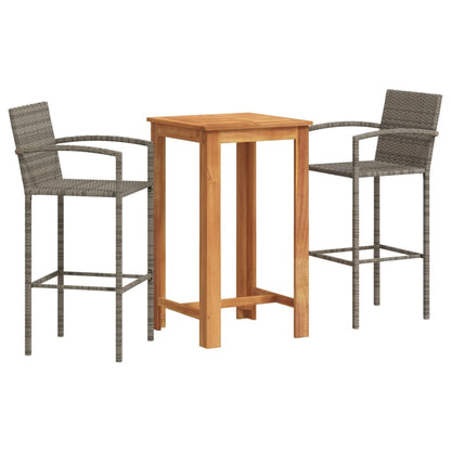 3-Piece Garden Bar Set Grey Solid Wood Acacia
