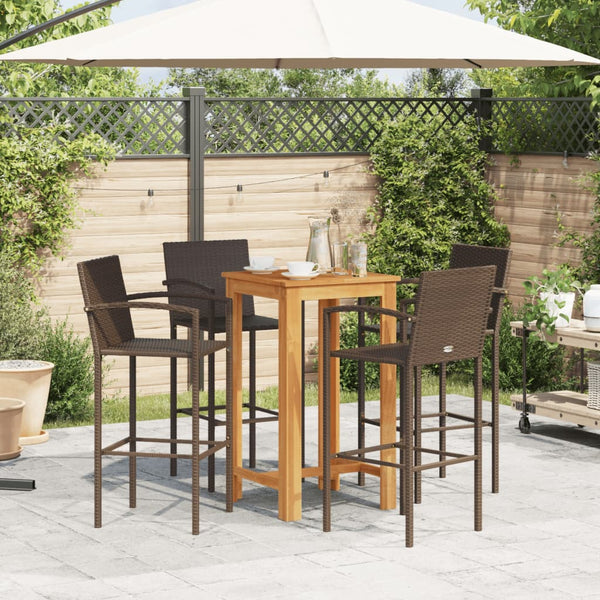  5 Piece Garden Bar Set Brown Solid Wood Acacia