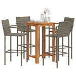5 Pcs Garden Bar Set Solid Wood Acacia and Poly Rattan