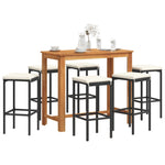 7 Piece Garden Bar Set Grey Solid Wood Acacia