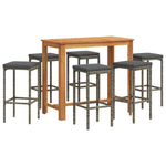 7 Piece Garden Bar Set Grey Solid Wood Acacia