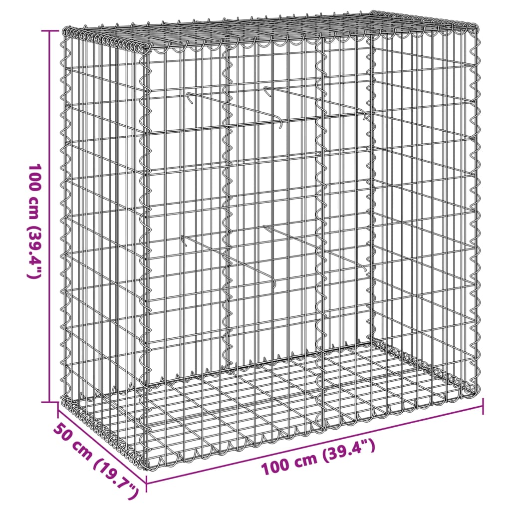 Gabion Basket Cover 100x50x100cm Galvanised | HomeAndLiving