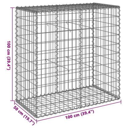 Gabion Basket Cover 100x50x100cm Galvanised | HomeAndLiving