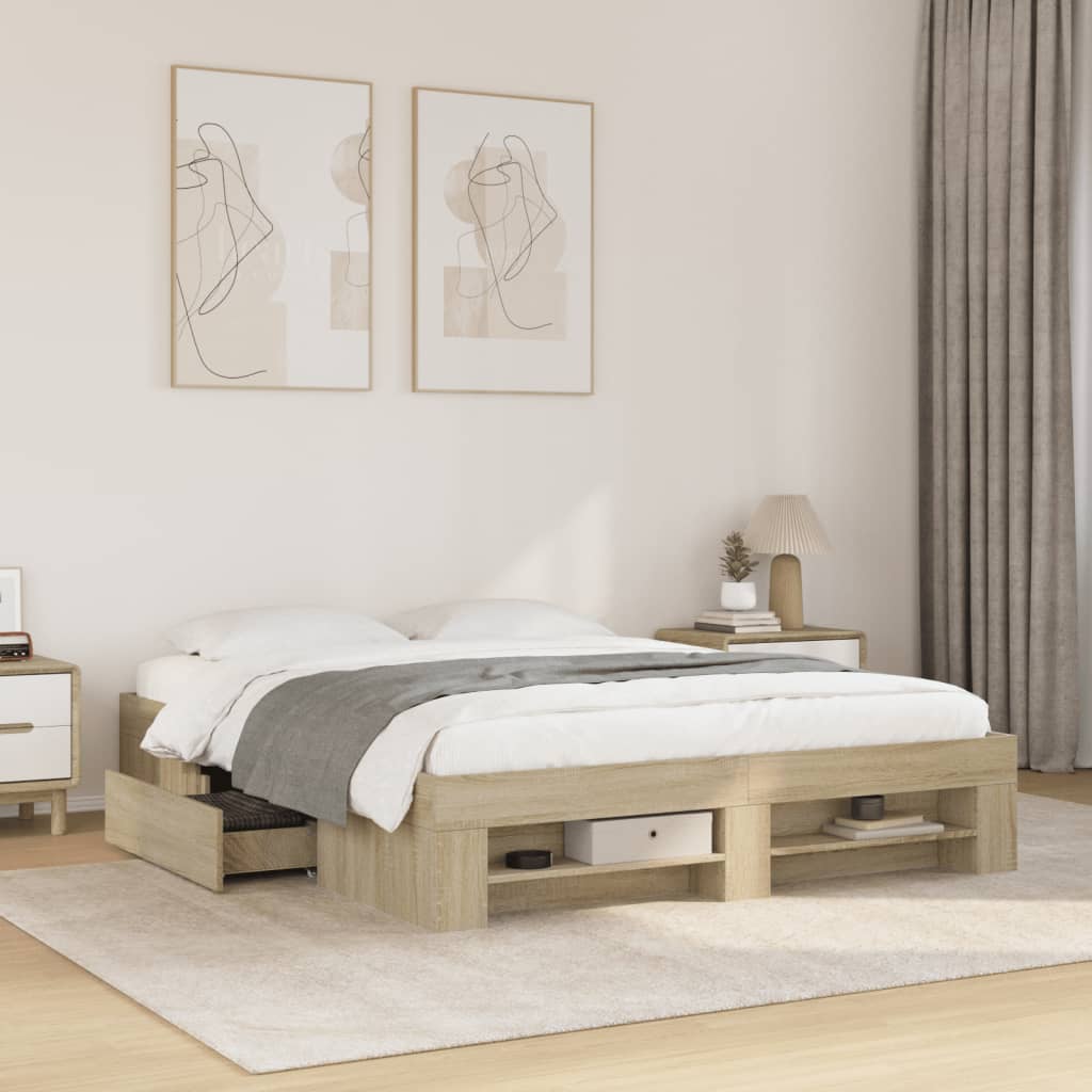 Stylish Bed Frame Sonoma Oak Queen Size