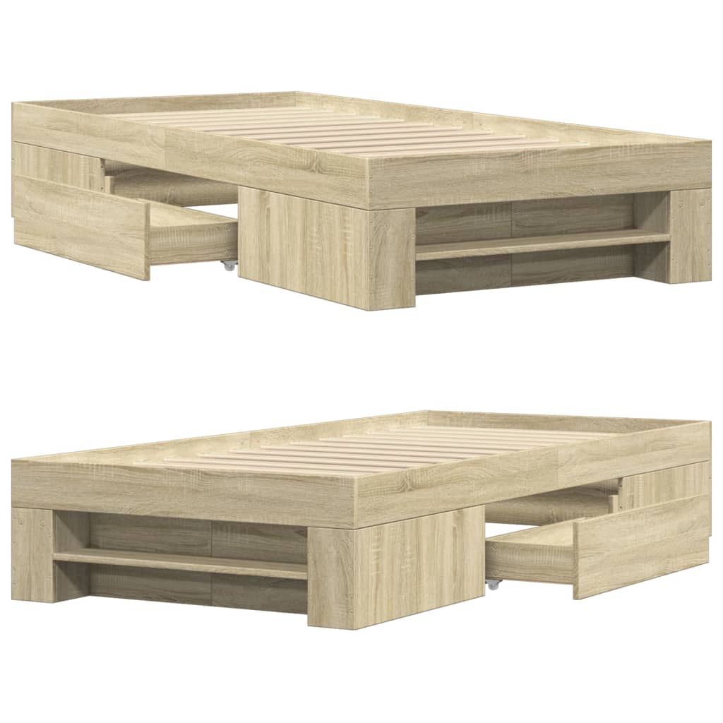 Stylish Bed Frame Sonoma Oak - Engineered Wood Single Size
