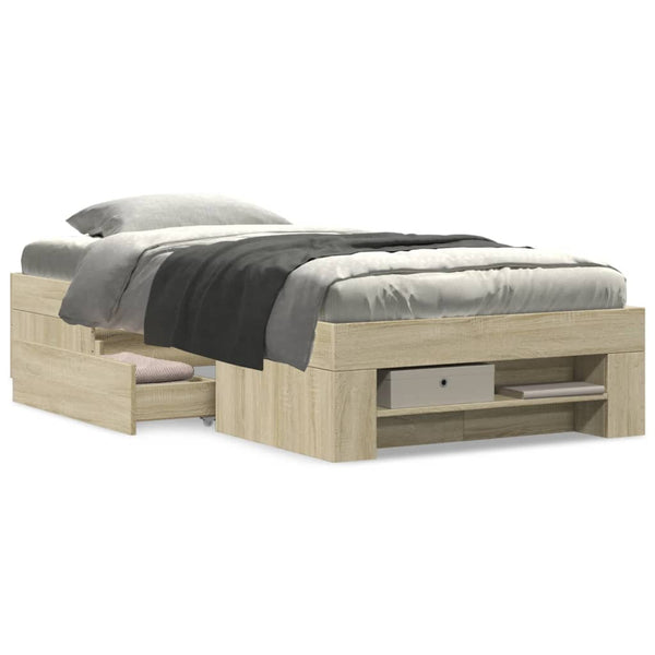  Stylish Bed Frame Sonoma Oak - Engineered Wood Single Size