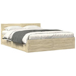 Bed Frame with Headboard Drawers Sonoma Oak Queen Size