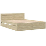 Bed Frame with Headboard Drawers Sonoma Oak Queen Size