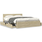 Bed Frame with Headboard Drawers Sonoma Oak Queen Size