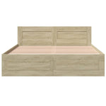 Bed Frame with Headboard Drawers Sonoma Oak Queen Size