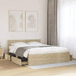 Bed Frame with Headboard Drawers Sonoma Oak Queen Size