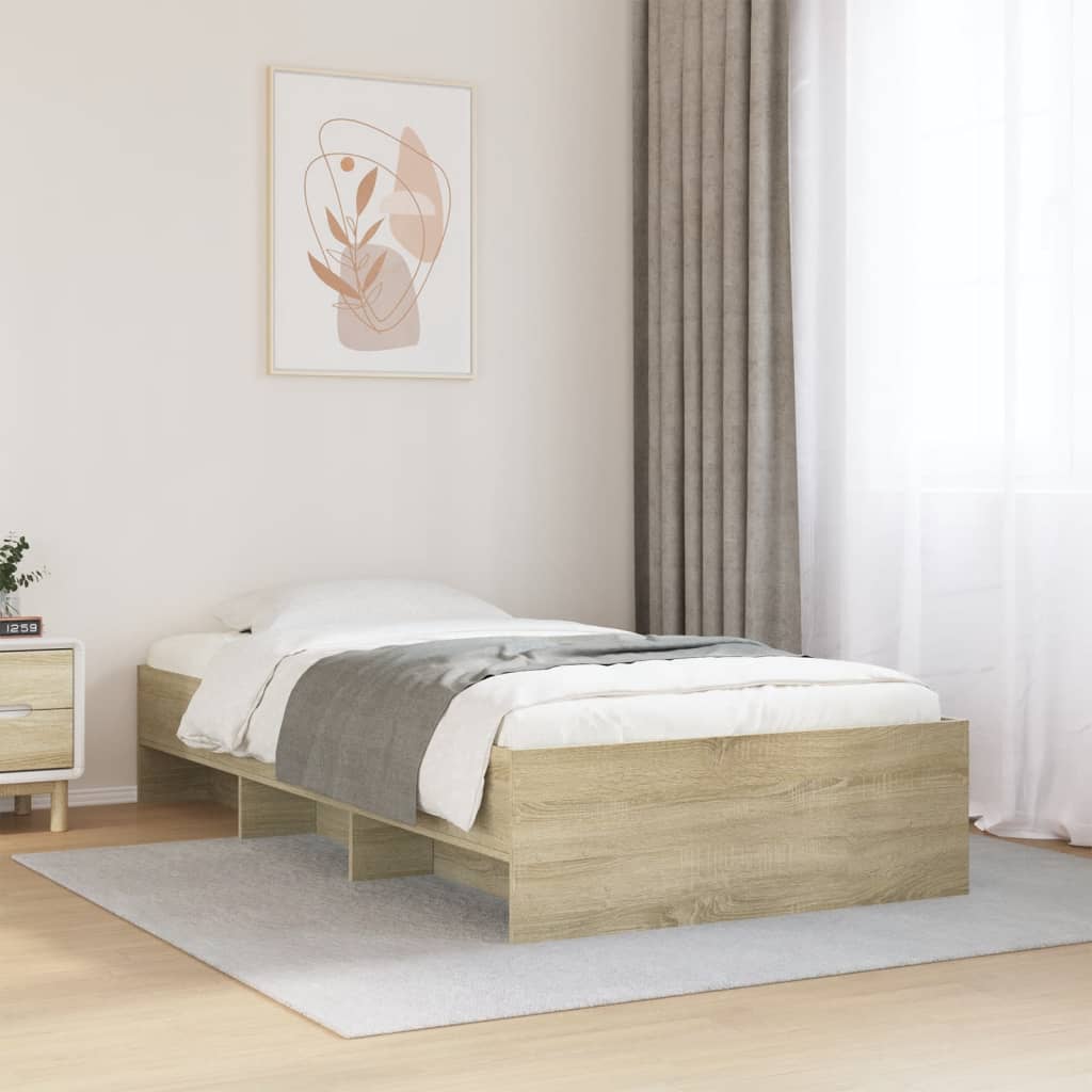 Stylish Bed Frame Sonoma Oak Engineered Wood Single Size