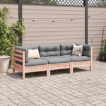 3 Piece Garden Sofa Set with Cushions Solid Wood Douglas Fir