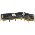 6-Piece Garden Sofa Set with Cushions Wax Brown