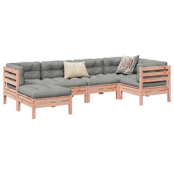  6 Piece Garden Sofa Set with Cushions Solid Wood