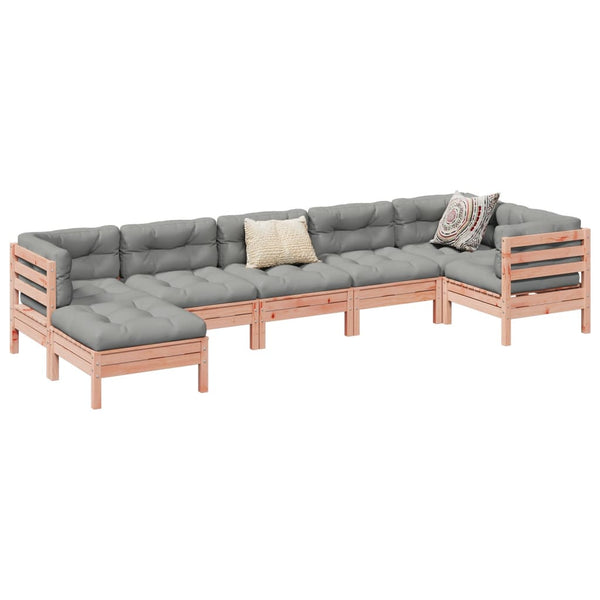  7 Piece Garden Sofa Set with Cushions Solid Wood