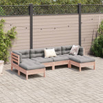6-Piece Garden Sofa Set with Cushions Solid Wood