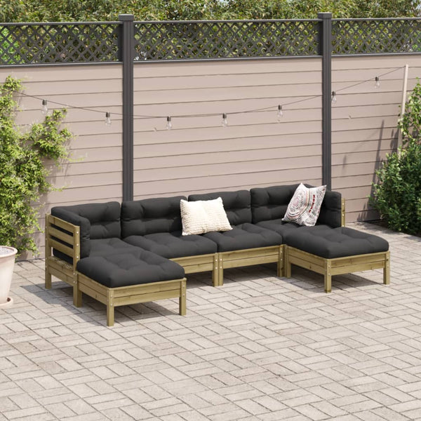  6 Piece Garden Sofa Set with Cushions Impregnated Wood Pine